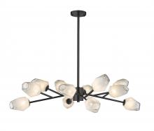 Bethel International YS94C39B - 12-Light Black Chandelier With White Glass Shades